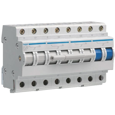 Переключатель ввода резерва Hager SF463 400В/63A, 3+N, 8м