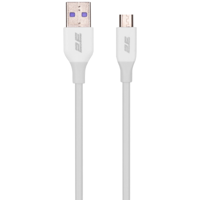 Кабель 2E USB-A-MICROUSB, GLOW, 1M, WHITE (2E-CCAM-WH)