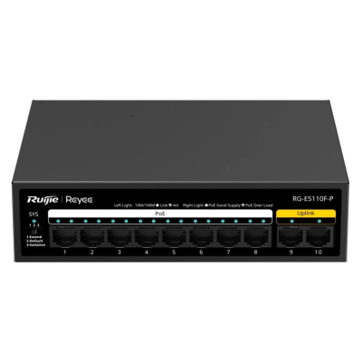Коммутатор 10 портов неуправляемый Ruijie Reyee RG-ES110F-P PoE
