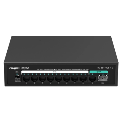 Коммутатор 10 портов неуправляемый Ruijie Reyee RG-ES110GS-P-L PoE
