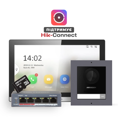 Комплект (накладная панель) DS-KD8003-IME1(B)+DS-KH6350-TE1+HS-TF
