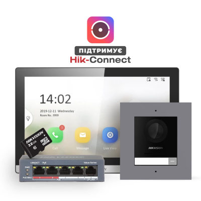 Комплект (врезная панель) DS-KD8003-IME1(B)+DS-KH6350-TE1+HS-TF