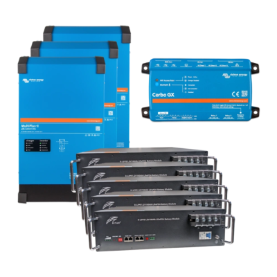 Система бесперебойного питания 3 фазы, 12 кВт, 25 кВт●ч VictronEnergy MultiPlus-II + Ritar R-LFP51.2V100AH