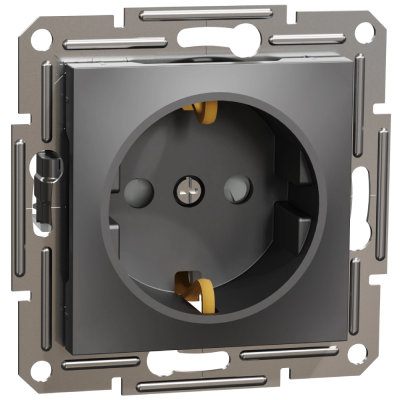 Розетка с заземлением и шторками антрацит Schneider Electric Asfora EPH2900271