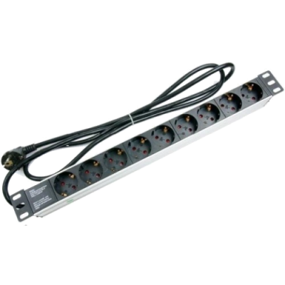 Фильтр сетевой 220В 9 розеток кабель 1.8м 19'' Hypernet SPP9-E