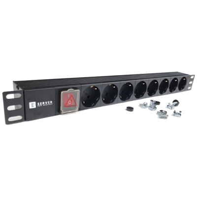 Удлинитель на 8 розеток EServer 220В 19" 1U