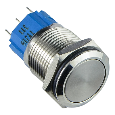 Кнопка металлическая плоская с фикс 1NO+1NC Аско TYJ 16-311